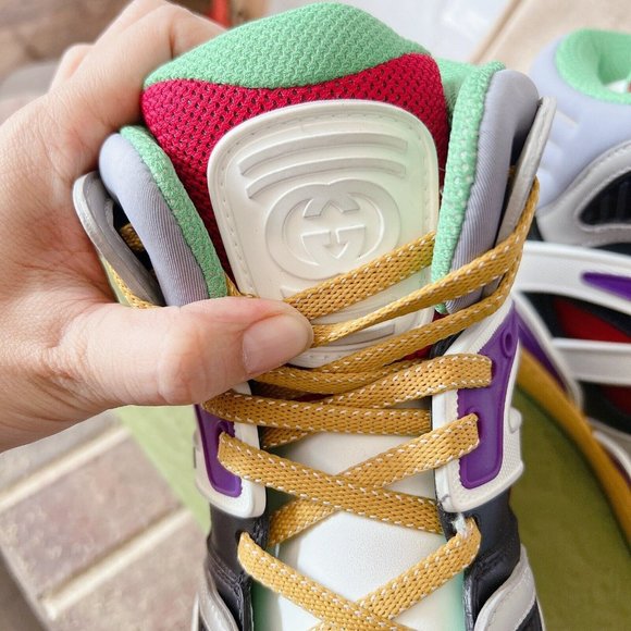 Gucci BASKET Demetra High Top Sneaker Vintage 661303 Black Green Men UK13.5 US14 - Picture 6 of 16